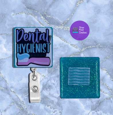 Dental Hygienist ,Badge Reel, Aqua, Interchangeable, 2-inches, Dental ID, Badge Holder, Dentist, Dental, Name Badge - image1